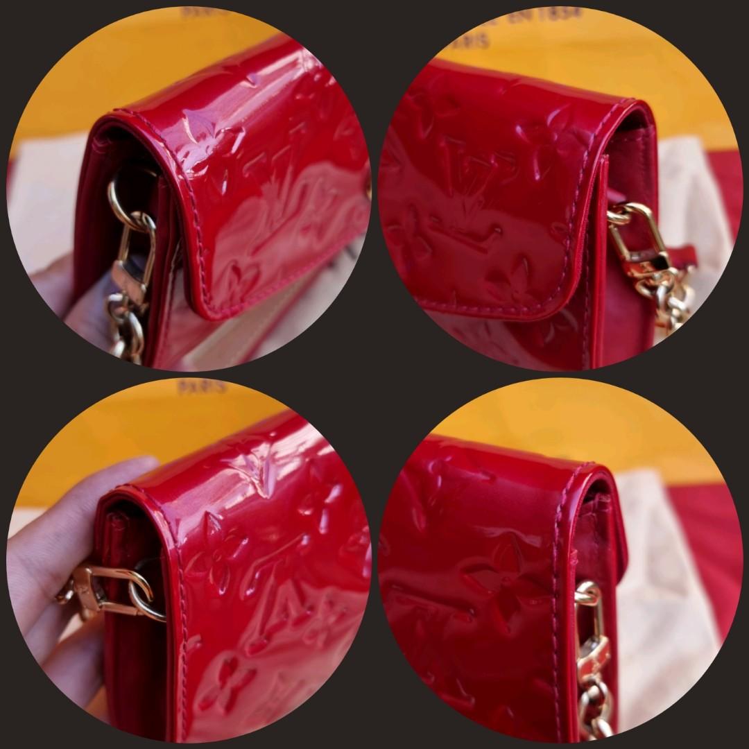 🛑 Louis Vuitton Red Sunset Blvd Vernis Monogram Wallet Pochette