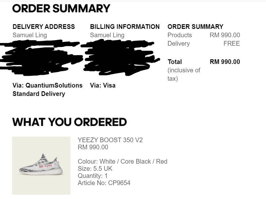 Adidas Yeezy Boost 350 V2 Zebra UK5.5