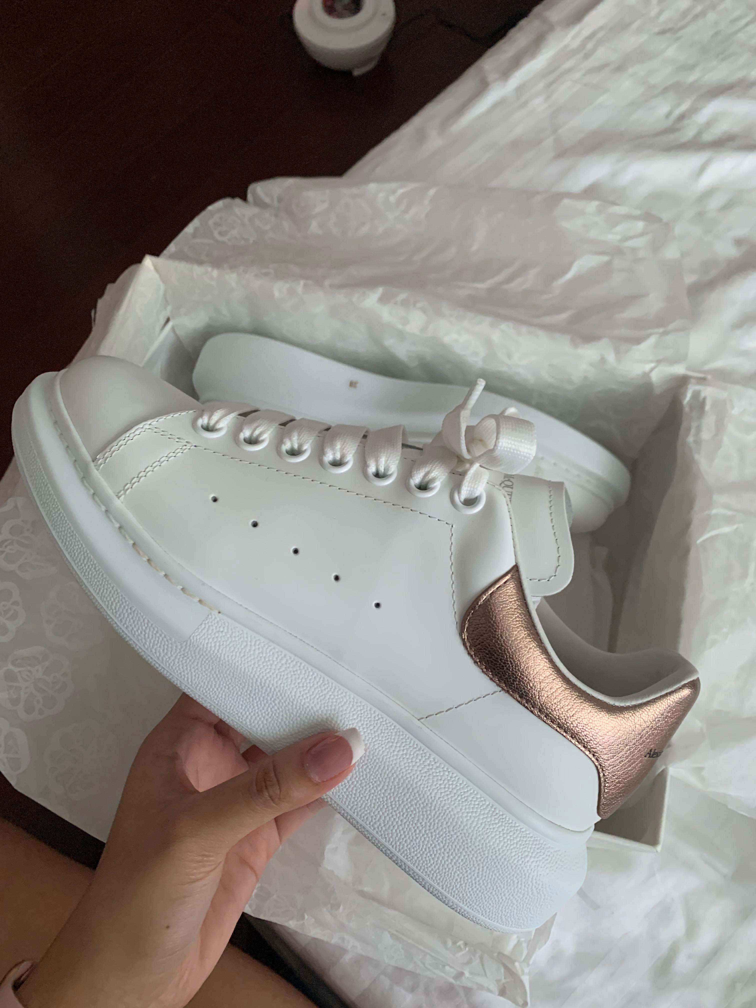 Alexander McQueen - White Leather & Pink Exaggerated Sole Sneaker
