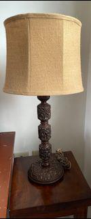 Antique Intricately Hand Carved Wood Table Lamp 