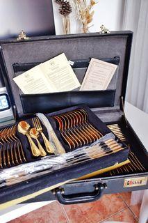 Authentic Solingen 23/24 gold plated cutlery set of 12 (Complete set & w/ briefcase)