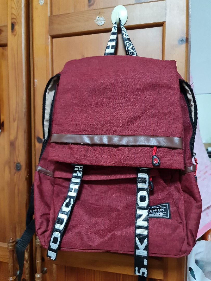 Big size fit laptop stylish Red Backpacks, Women's Fashion, Bags