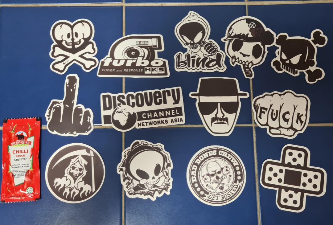 Grunge Monochrome Laptop stickers, Hobbies & Toys, Stationery