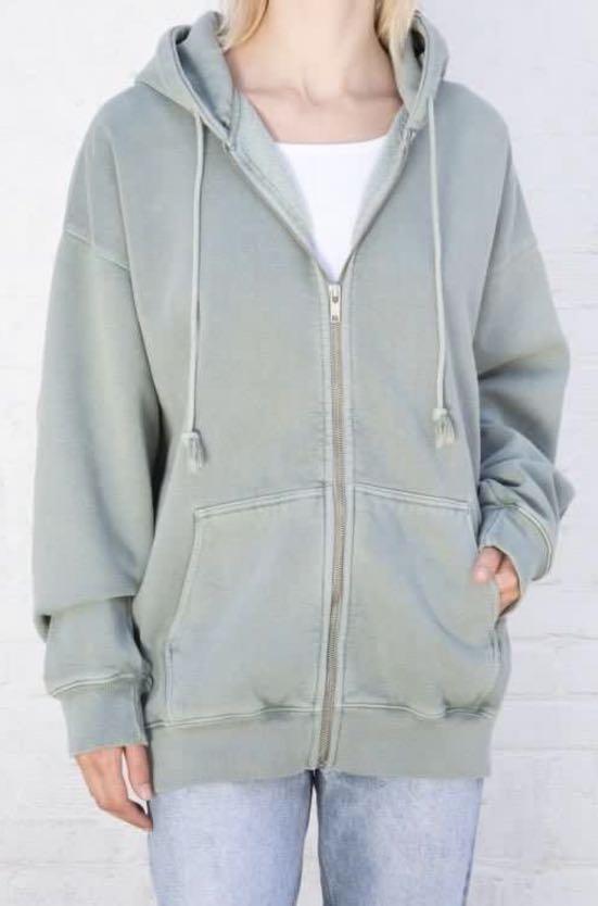 Brandy Melville Green Christy Hoodie, Women's Fashion, Coats, Jackets