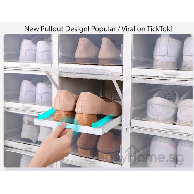 Bundle of 3 Pullout Shoe Box Storage Drawer Rack Organizer
