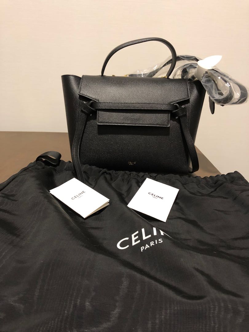 Céline HANDBAG CELINE BELT MICRO BANDOULIERE BLACK SEED LEATHER LEATHER  HANDBAG ref.418717 - Joli Closet