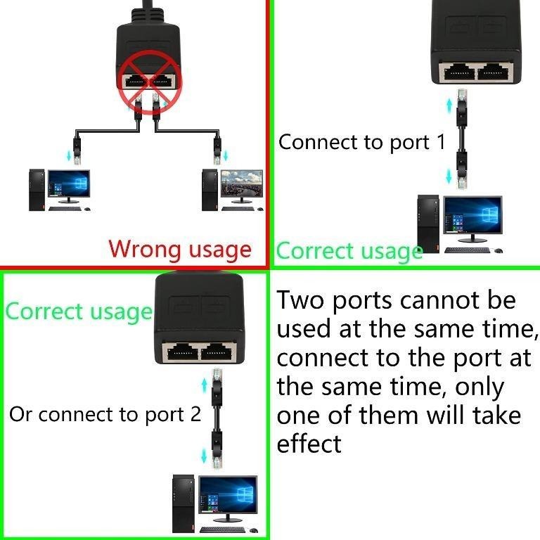 CERRXIAN RJ45 Adapter Cable (New) RJ45 Male to Female Dual Adapter ...