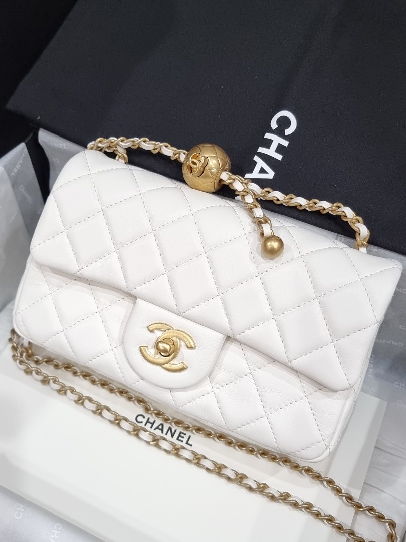 Chanel 22B pearl crush mini reactangle white, Luxury, Bags & Wallets on ...