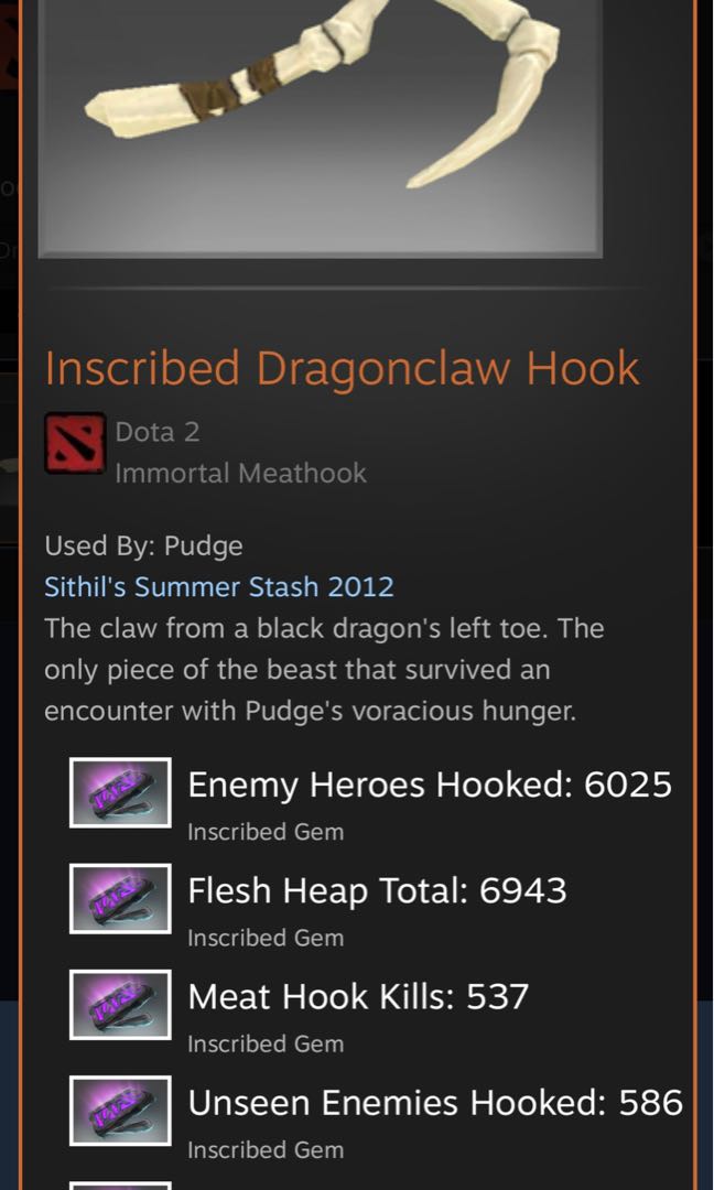 Dota 2 Dragonclaw PUDGE hook! With FULL GEM!!!, Video Gaming, Gaming