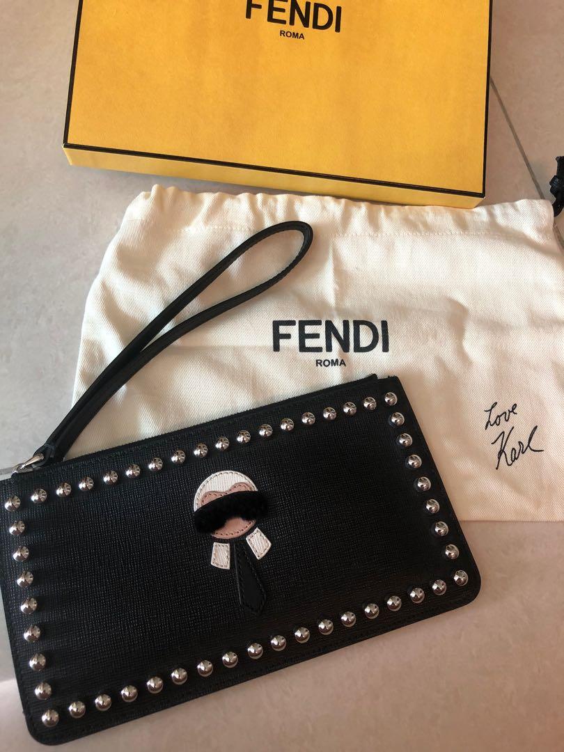 FENDI Karlito clutch by KARL LAGERFELD PM in black studded