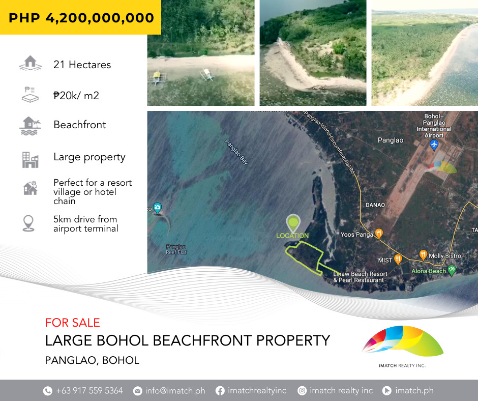 For Sale Large Premium Bohol Beachfront Lot in Panglao, Property, For Sale, Lot on Carousell
