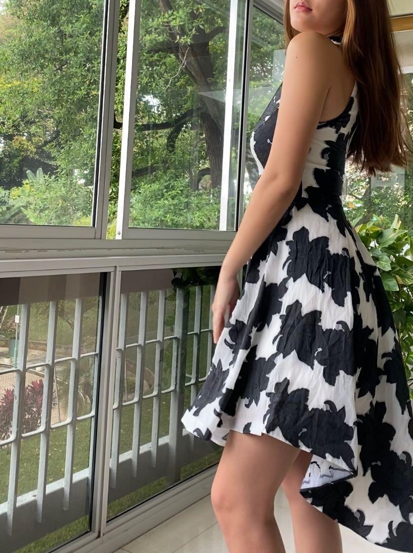 Forever New Black White High Low Halter Dress