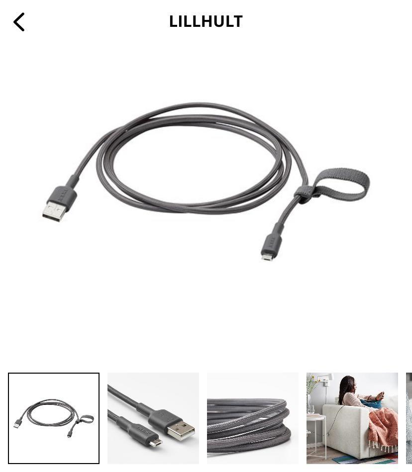 LILLHULT USB-A to USB-C, dark grey, 1.5 m - IKEA