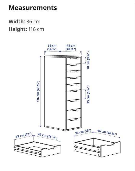 IKEA Alex 9 Drawer Unit 36x116cm, Furniture & Home Living, Furniture