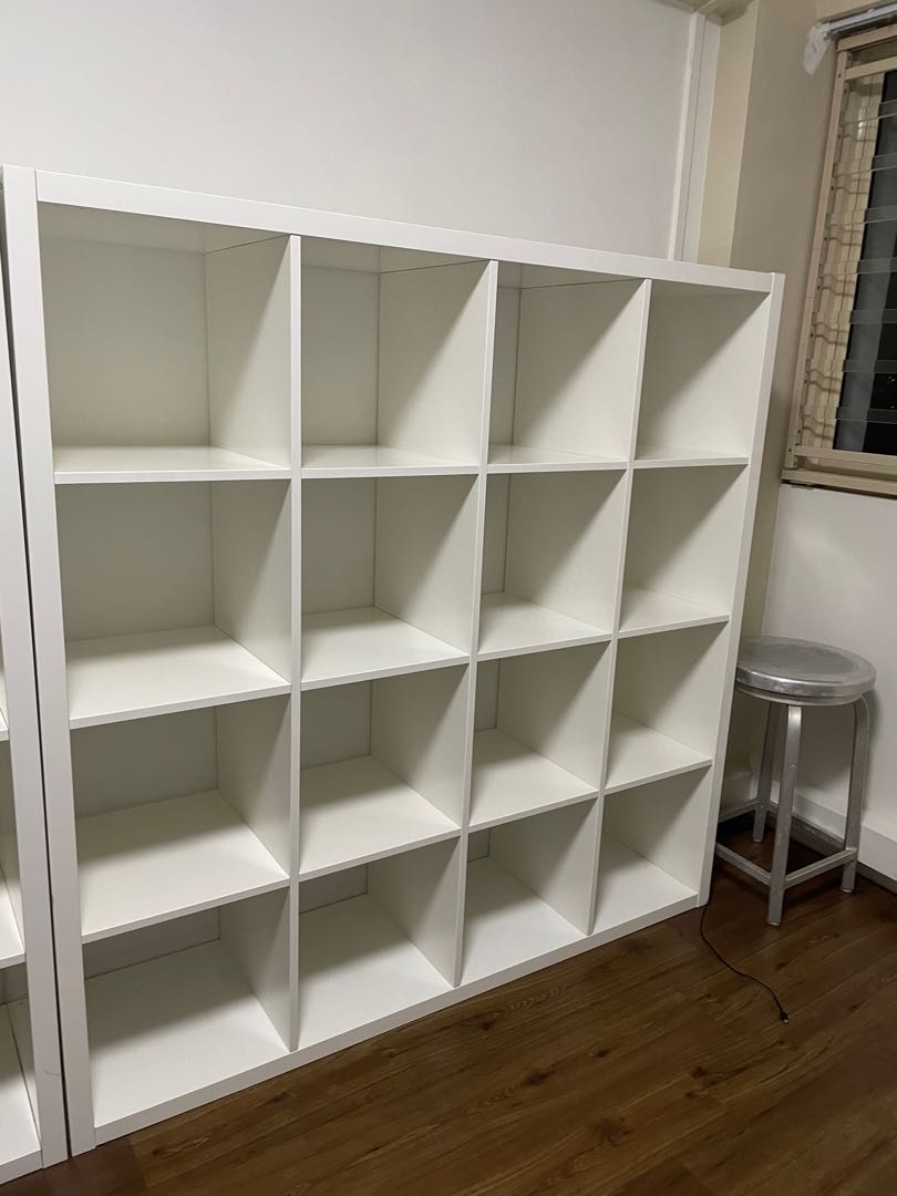 Ikea Kallax high gloss shelves 4x4 cubby bookcase room divider shelving