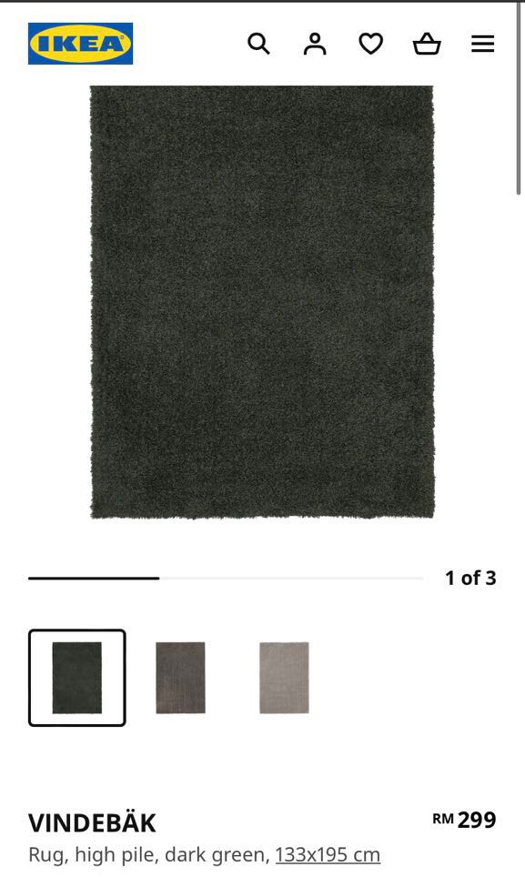 Ikea Vindebäk Dark Green Rug Carpet, Furniture & Home Living, Home