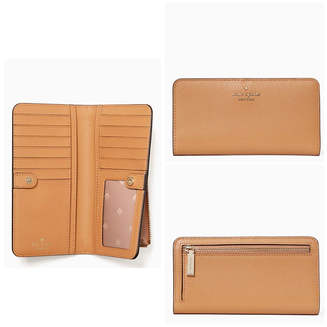 CLEARANCE Kate Spade INSTOCK Darcy Large Slim Bifold Wallet Refined Grain Leather Classic Saddle Brown