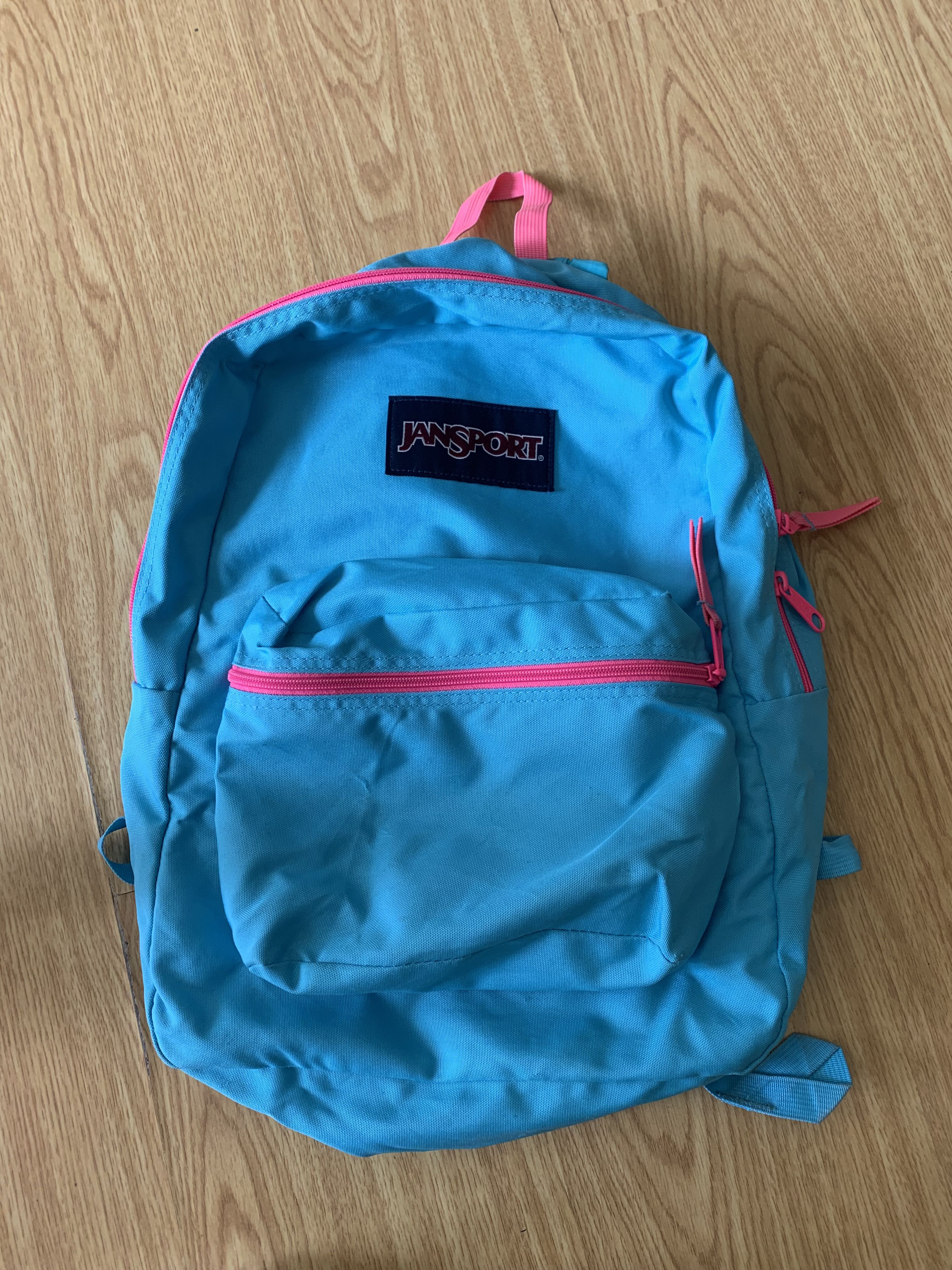 Pink and blue jansport backpack online