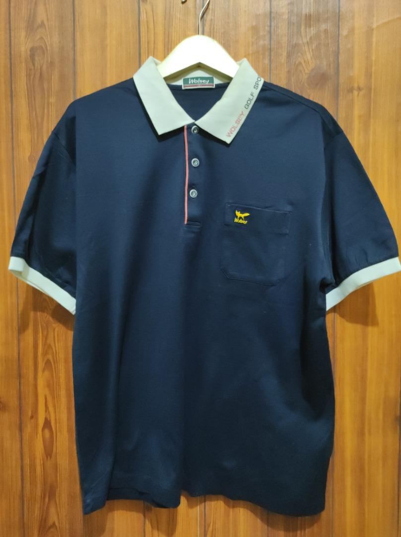 Kaos Polo Wolsey Golf Biru Polos Kantong Mini Logo Fesyen Pria