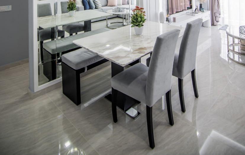 Marble dining table and dining chair bench Furniture Home
