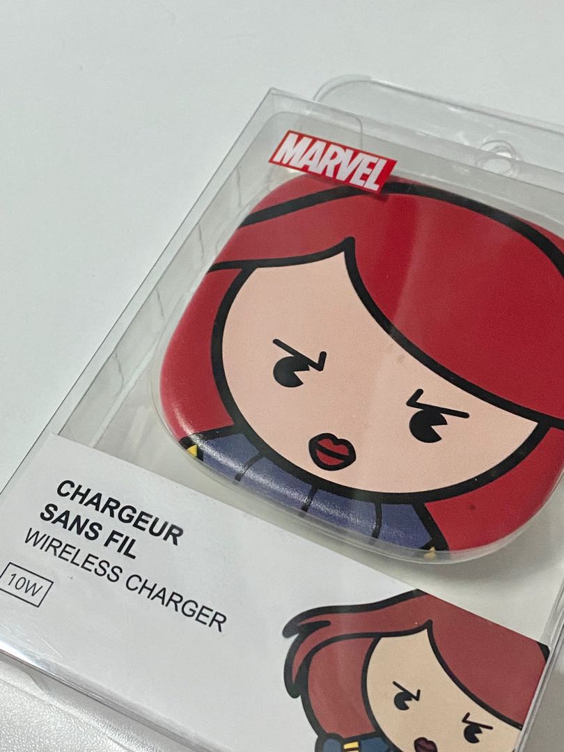 MINISO MARVEL Wireless Charger - Black Widow, Mobile Phones & Gadgets,  Mobile & Gadget Accessories, Batteries & Power Banks on Carousell