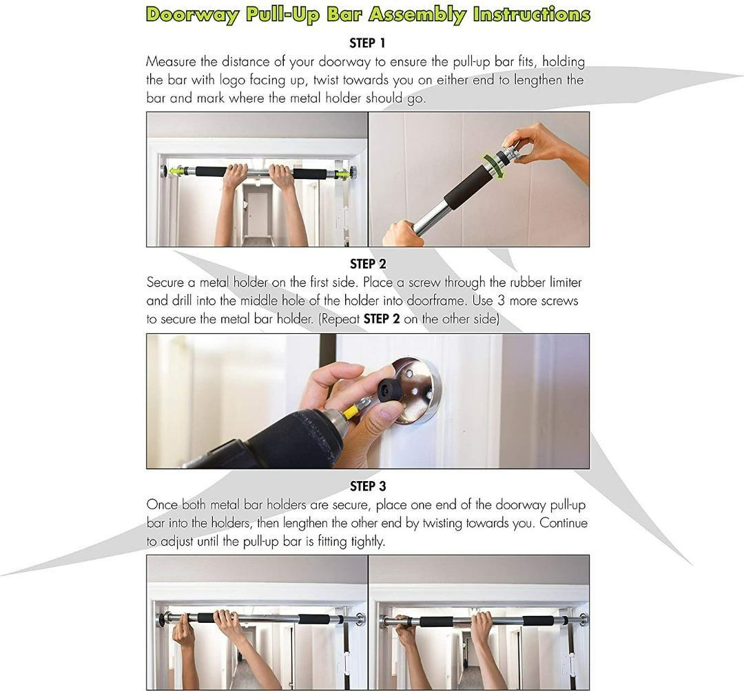 MultiGrip Lite Pull Up/Chin Up Bar, Heavy Duty Doorway Upper Body