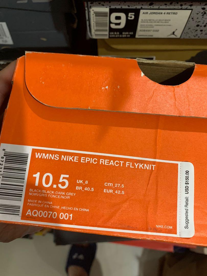 nike epic react black and orange