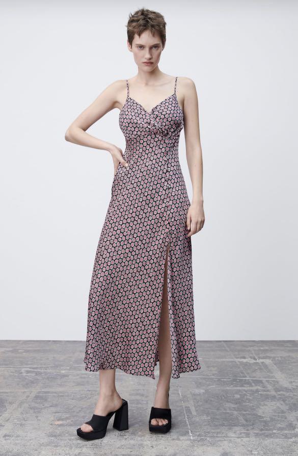 Zara printed camisole dress hotsell