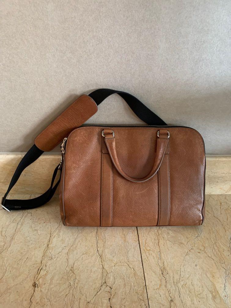 Original Fossil Brown Leather Work Laptop Bag, Men's Fashion, Bags, Sling Bags on Carousell