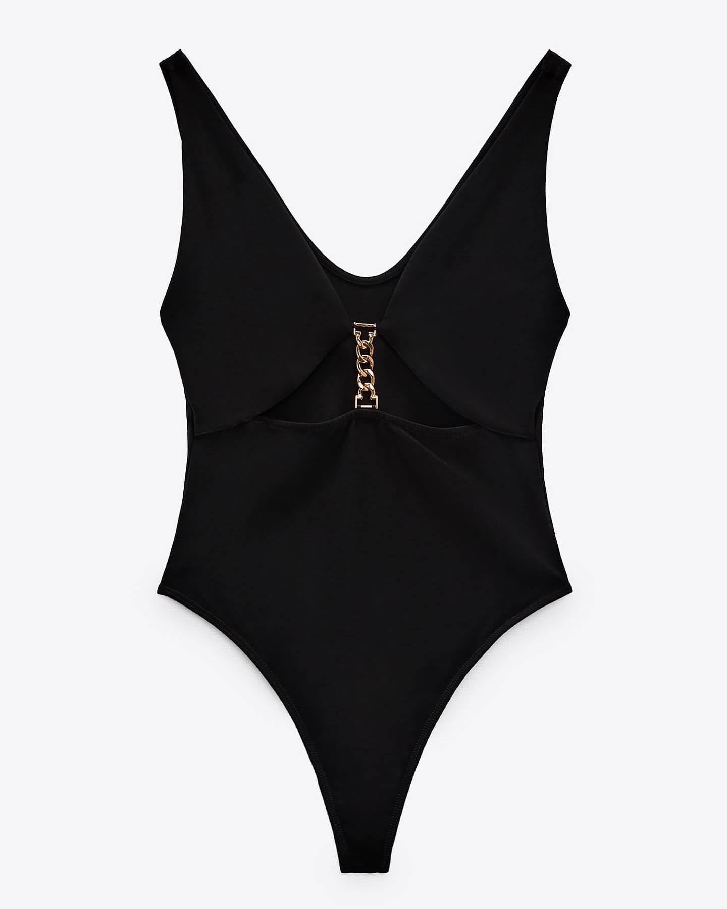 Original Zara Bodysuit with Gold chain detail, Women's Fashion