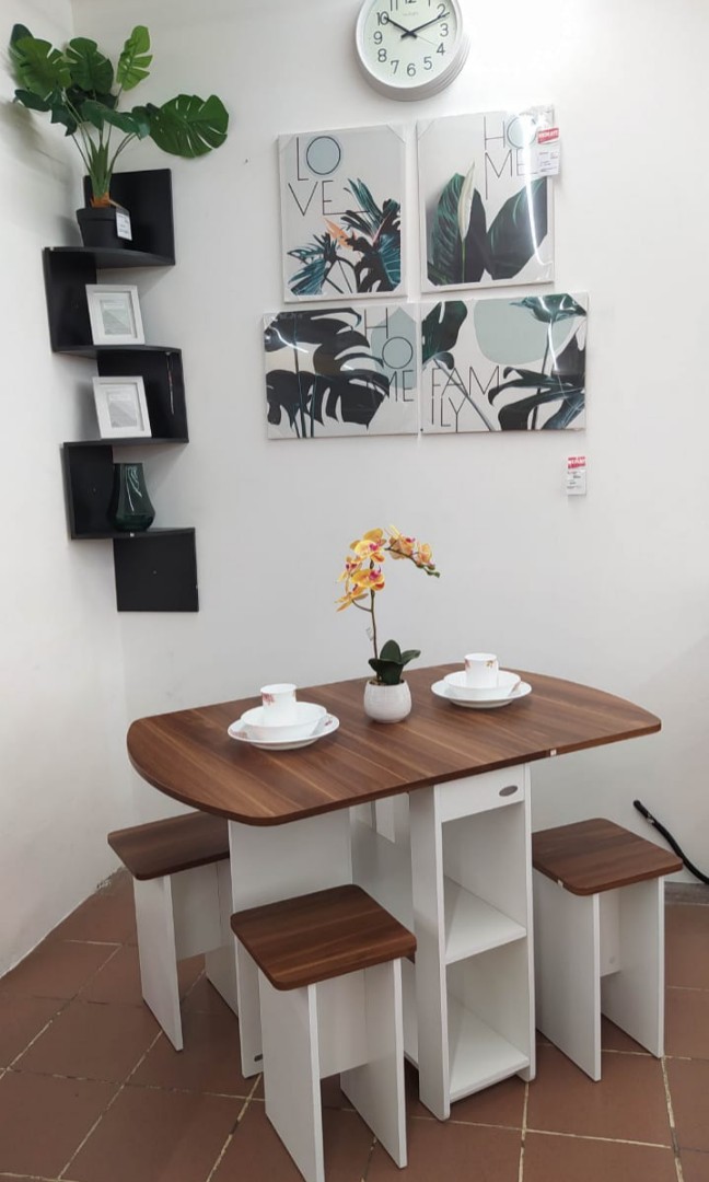 PADMA FOLDING DINING TABLE WITH 4 STOOL, Perabotan Rumah di Carousell
