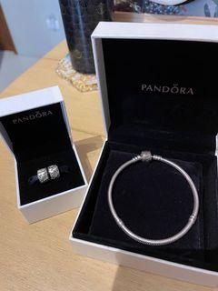 Pandora Charm Bracelet & Clip  Charms