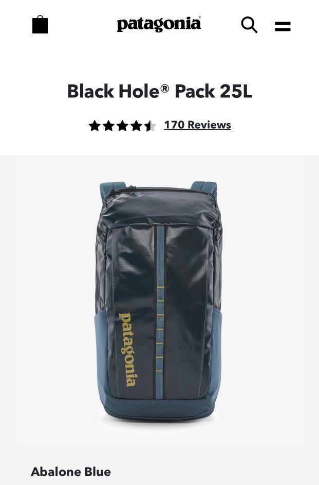 Patagonia black hole backpack 25L Abalone Blue, Men's Fashion, Bags