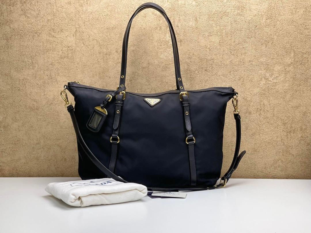 PRADA BR4253 TESSUTO NYLON AND LEATHER SHOPPING TOTE BAG Luxury