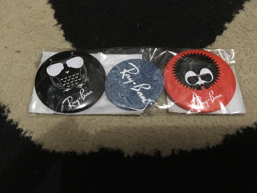Rayban collectible button pins (Category: Luxury Accessories) located in Manila. Submitted by boyhet.thrift15 (Listing ID 1177396132, Image 1). Description: Rayban collectible button pins selling 500.