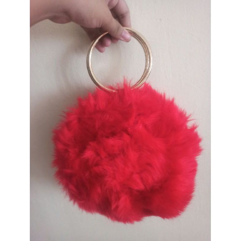 fluffy red bag