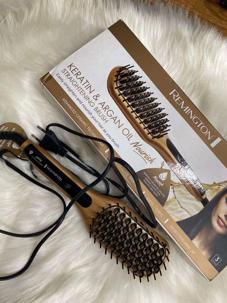 Remington Keratin Argan Oil Straightening Brush Kesehatan Kecantikan Perawatan Rambut di Carousell