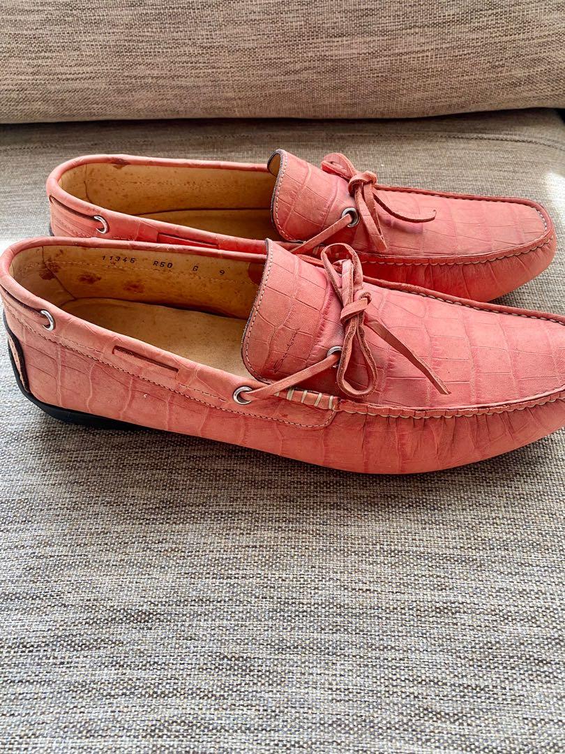 Santoni driving shoes from Italy bought from boutique in Florence Salmon Pink in colour