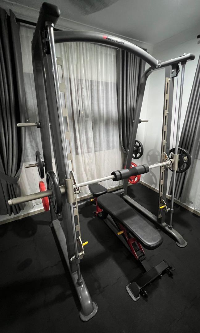 Smith Machine + Free Weight Plate (GYM), Sports Equipment, Exercise ...