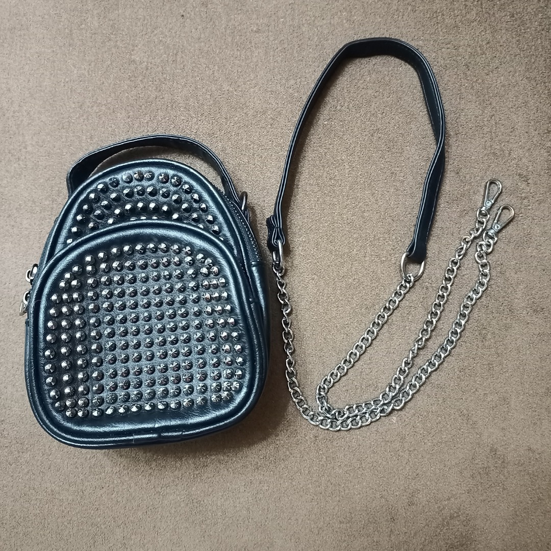 Studded Leather Cross body Bag, Women's Fashion, Bags & Wallets, Cross