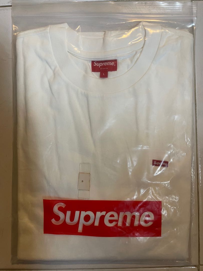 Supreme small box logo white tee, 男裝, 上身及套裝, T-shirt、恤衫