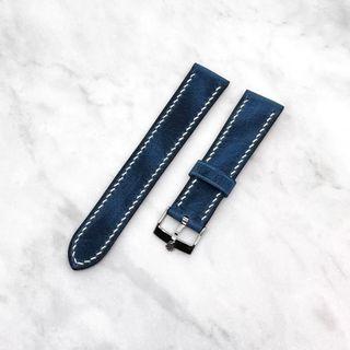 Saddle Stitched Handmade Watch Strap with Leather Lining & Edge Paint/Burnish