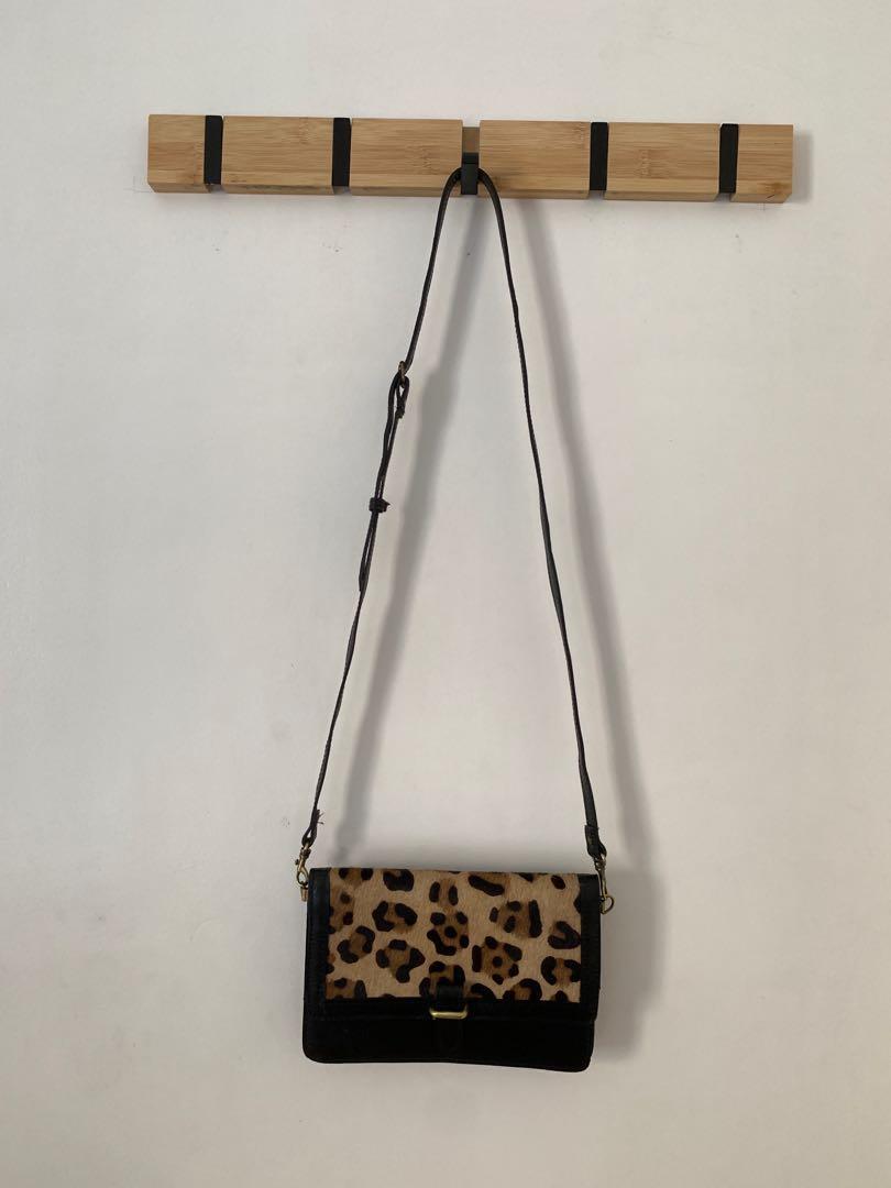 Topshop Leather Leopard Fur Sling Bag