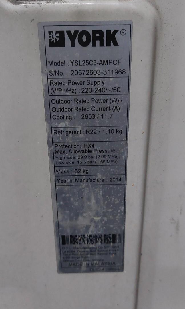 York Air Conditioner (Cassete Type), TV & Home Appliances, Air