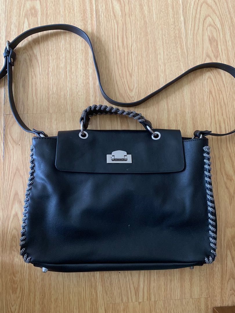 Zara Black Bag, Women's Fashion, Bags & Wallets, Crossbody Bags on