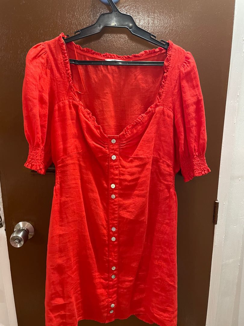 Zara Linen Dress, Women's Fashion, Dresses & Sets, Dresses on Carousell