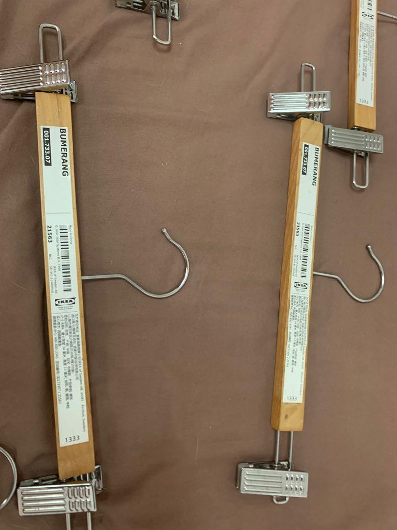 10 IKEA wooden hangers for pants and skirts., Furniture & Home Living