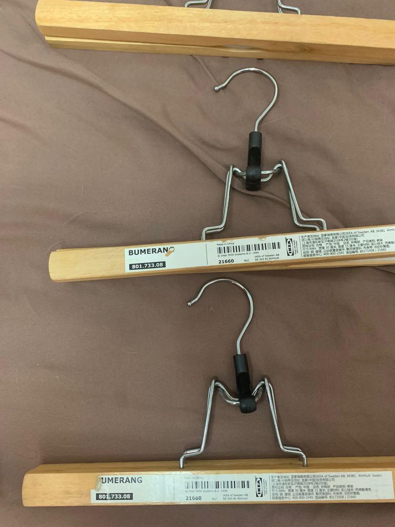 10 IKEA wooden hangers for pants and skirts., Furniture & Home Living