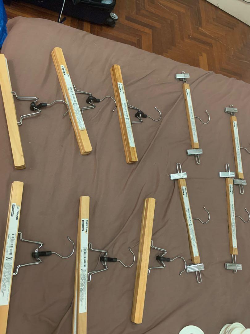10 IKEA wooden hangers for pants and skirts., Furniture & Home Living