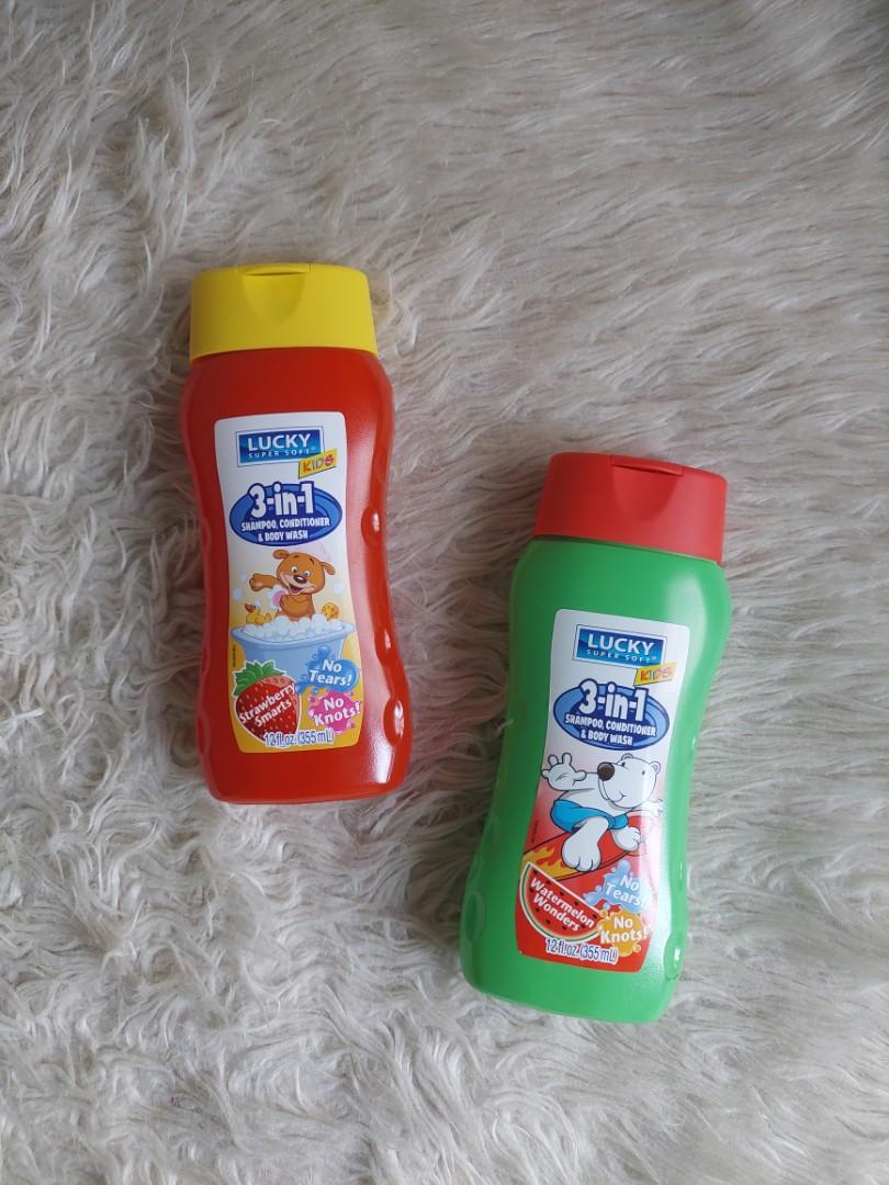 3in1 Shampoo, Conditioner & Body Wash (Category: Baby Toiletries & Grooming) located in Quezon City. Submitted by affordable.stuff.for.sale (Listing ID 1177586795, Image 1). Description: 3in1 Shampoo, Conditioner & Body Wash ** Php 120 each ** Made in Turkey 🇹🇷 ** Brand: Lucky Super Soft for Kids ** Available stock: - Watermelon Wonders - 2 - Strawberry Smart - 2 ** No tears! ** No Knots! ** 355 mL per bottle #luckysupersoft #lucky #forkids #wa